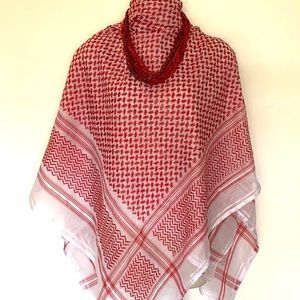 Large Red and White Embroidered Scarf